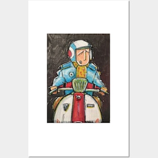 Retro Scooter, Classic Scooter, Scooterist, Scootering, Scooter Rider, Mod Art Posters and Art